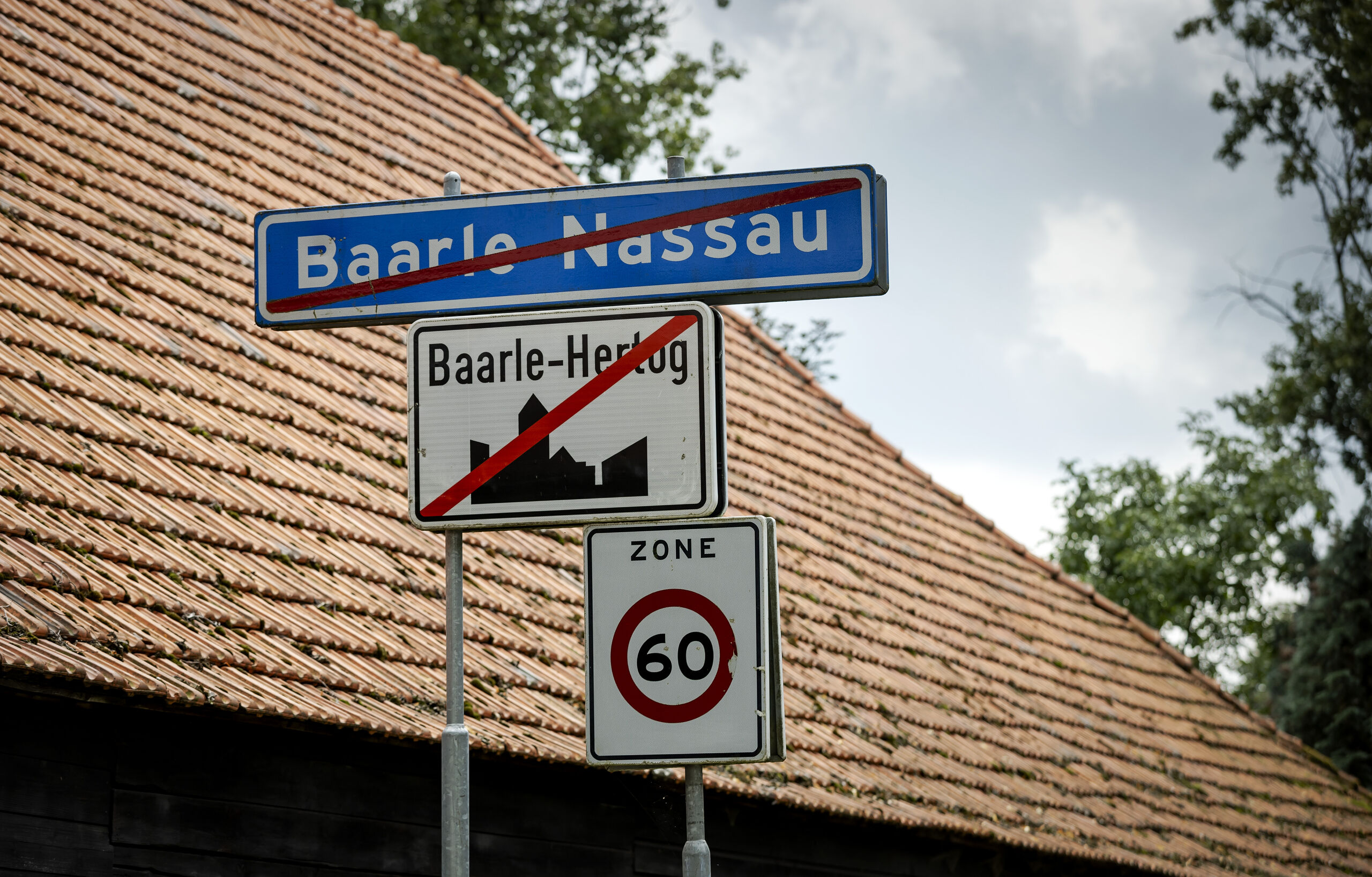 Een bord in de grensplaats Baarle-Nassau. 