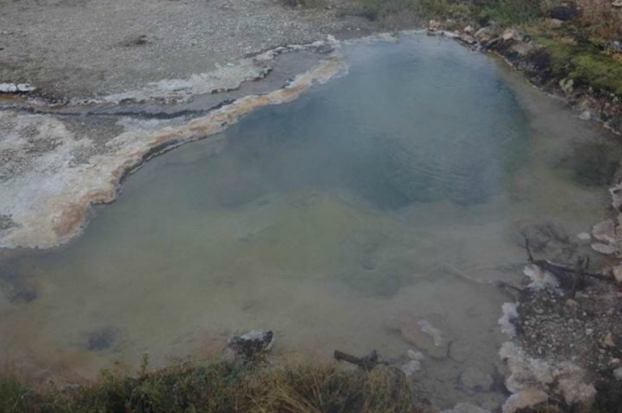 De warme bron in Yellowstone waar de microben voor dit onderzoek boven water gehaald werden (Foto: Dan Coleman, Univ. of Montana)