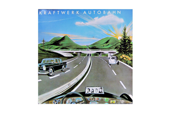 Vooruitgang, over de autowegen van Hitler. Cover van het album Autobahn van Kraftwerk.