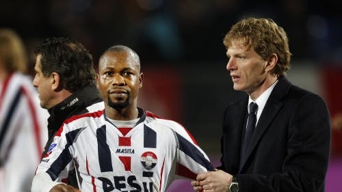 Ibrahim Kargbo (L) met trainer Alfons Groenendijk. ANP