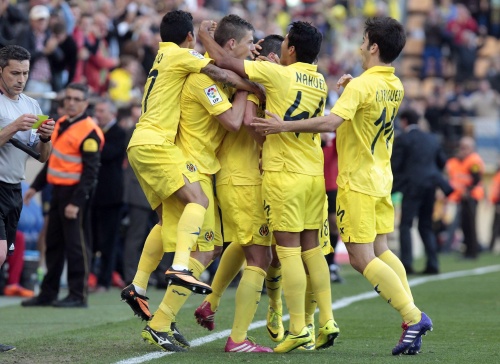 Juichende spelers Villareal. EPA