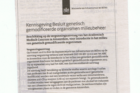 Krantenknipsel, met dank aan Bernard Hammelburg!