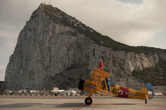 Het vliegveld bij de rots van Gibraltar. Foto ANP