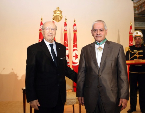 Houcine Abassi (R). EPA