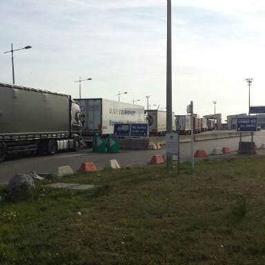 Boze vrachtwagenchauffeurs in het Franse Duinkerken