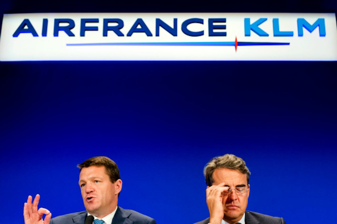 Links KLM-topman Pieter Elbers, en rechts Air France-topman Alexandre de Juniac. Foto: ANP