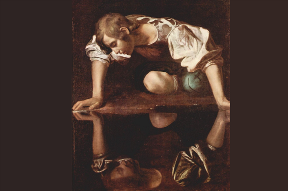 Narcissus verliefd op zijn spiegelbeeld, Michelangelo Merisi da Caravaggio (Foto: Public domain, via Wikimedia Commons)