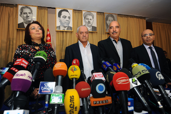 Foto uit 2013 van leden van het Tunesische vredeskwartet.