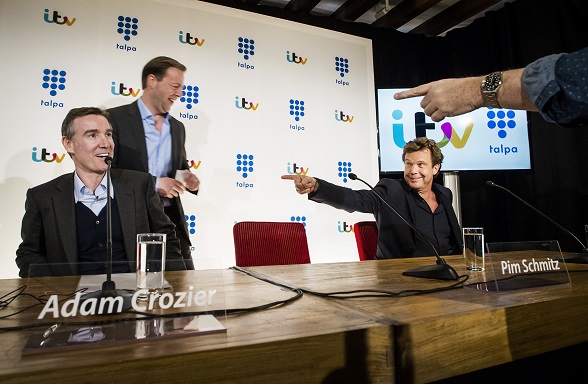 Vlnr CEO ITV Crozier, CEO Talpa Holding Schmitz en grootaandeelhouder Talpa De Mol. Foto: ANP