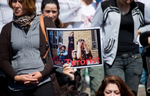 Archiefbeeld van een Yezidi-demonstratie. EPA