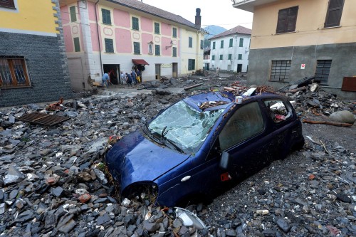 Archieffoto, ravage na regenval bij Genua in oktober. EPA