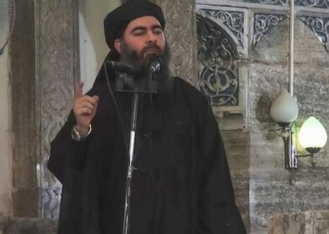 Archiefbeeld van IS-leider Abu Bakr al-Baghdadi. EPA