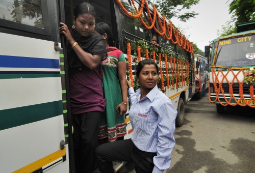 Schoolbus in India. EPA