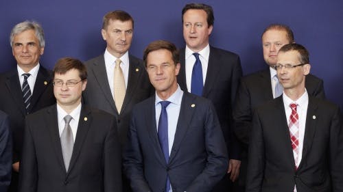 Mark Rutte op de Europese Top in Brussel. ANP
