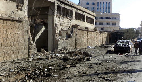 Archiefbeeld van een straat een stad in de provincie Idlib. EPA
