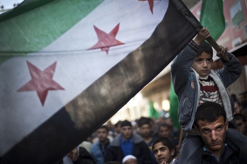 Archiefbeeld van de Syrische vlag. EPA