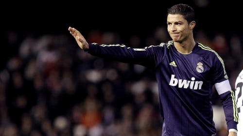 Cristiano Ronaldo van Real Madrid tijdens het duel met Valencia. EPA