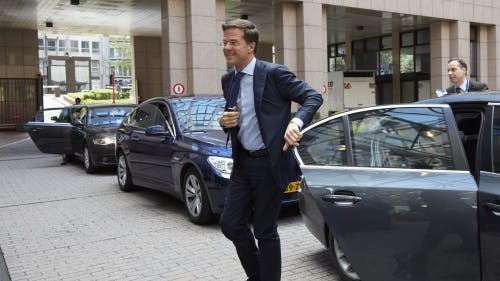 Mark Rutte komt aan bij EU top in Brussel. ANP