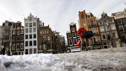 Sneeuw in Amsterdam. ANP