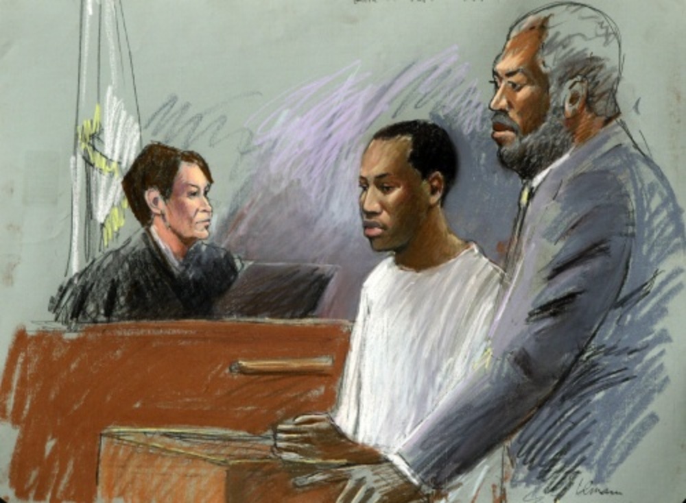 Umar Farouk Abdulmutallab in het midden. EPA