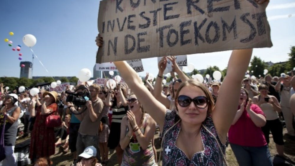 Demonstratie in 2011 tegen bezuinigingen op kunst. ANP