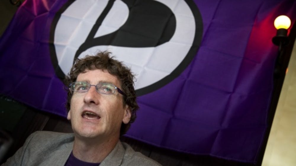 Lijsttrekker Dirk Poot van de Piratenpartij. ANP