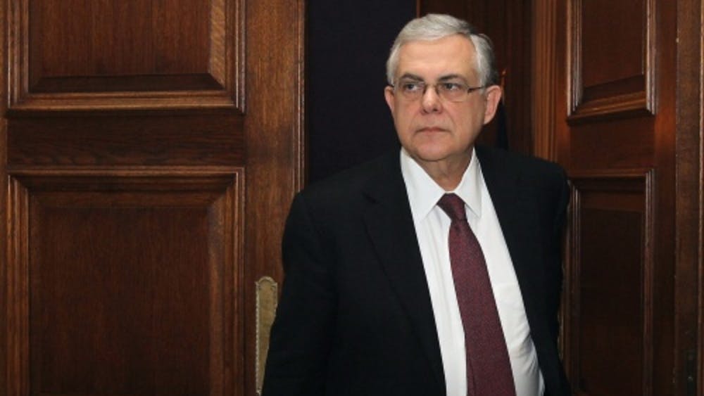 Griekse premier Lucas Papademos. EPA