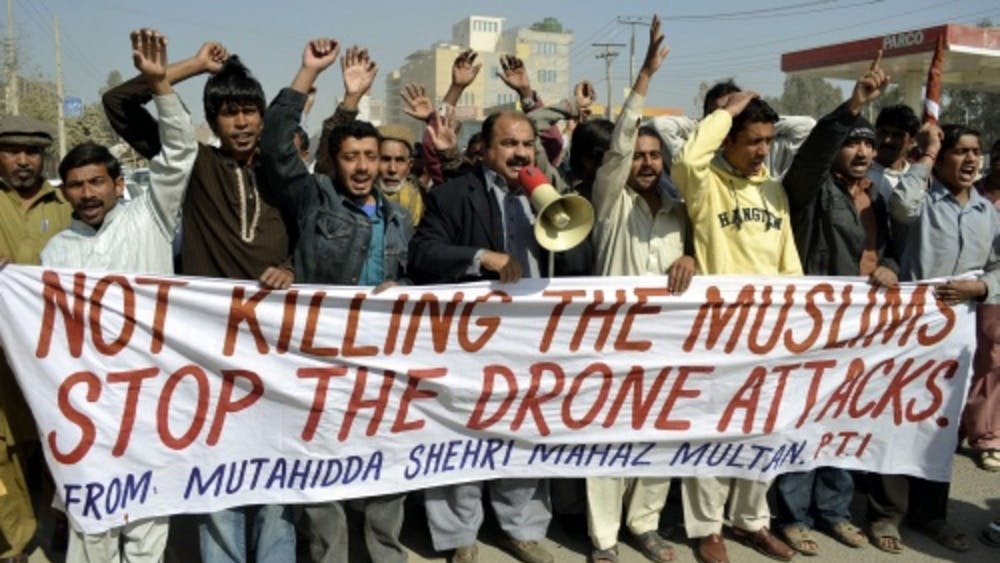 Protest in Pakistan tegen Amerikaanse drone-aanvallen. EPA