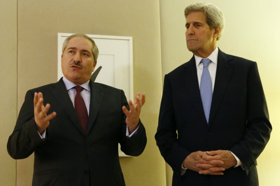 Foto: ANP - De minister van Buitenlandse Zaken van JordaniÃ« Nasser Judeh en John Kerry