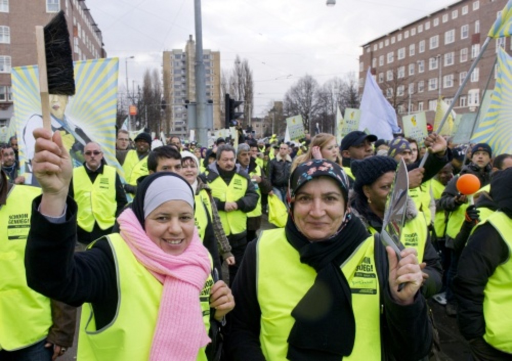 Archiefbeeld van demonstrerende schoonmakers. ANP