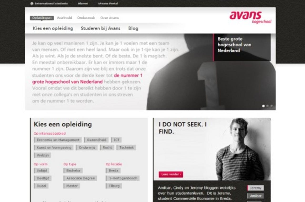 Nieuwe website Avans Hogeschool biedt opleidingenzoeker voor studenten