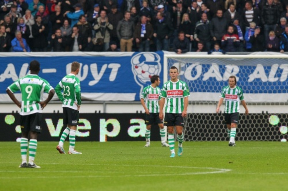 De spelers van PEC Zwolle balen na de 1-0 van sc Heerenveen. ANP PRO SHOTS