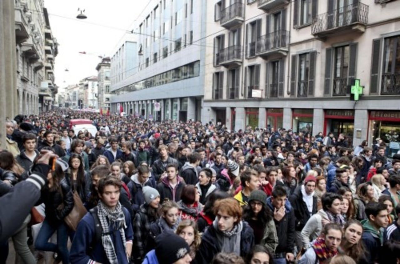 Demonstratie in Milaan. EPA