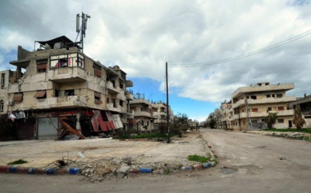 Archiefbeeld van verwoeste straten in Syrië. EPA
