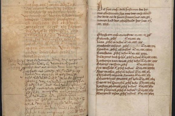 Register van het Utrechtse Nicolaasklooster, 15e eeuw. Foto: Het Utrechts Archief
