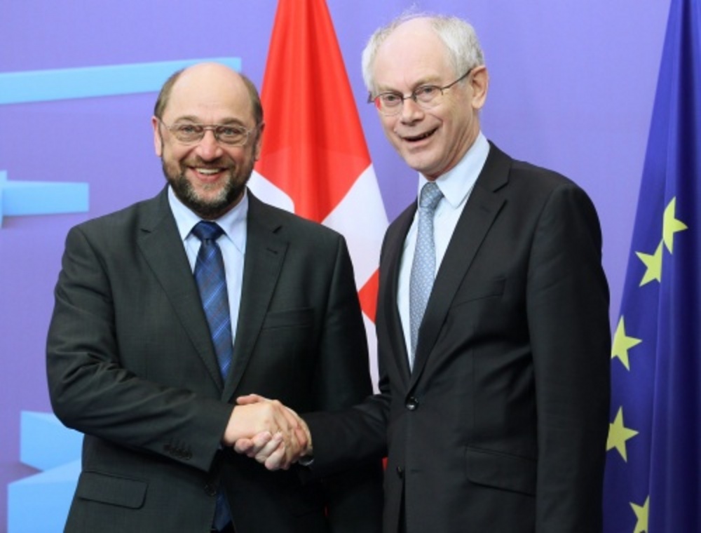 Schulz en Van Rompuy. EPA