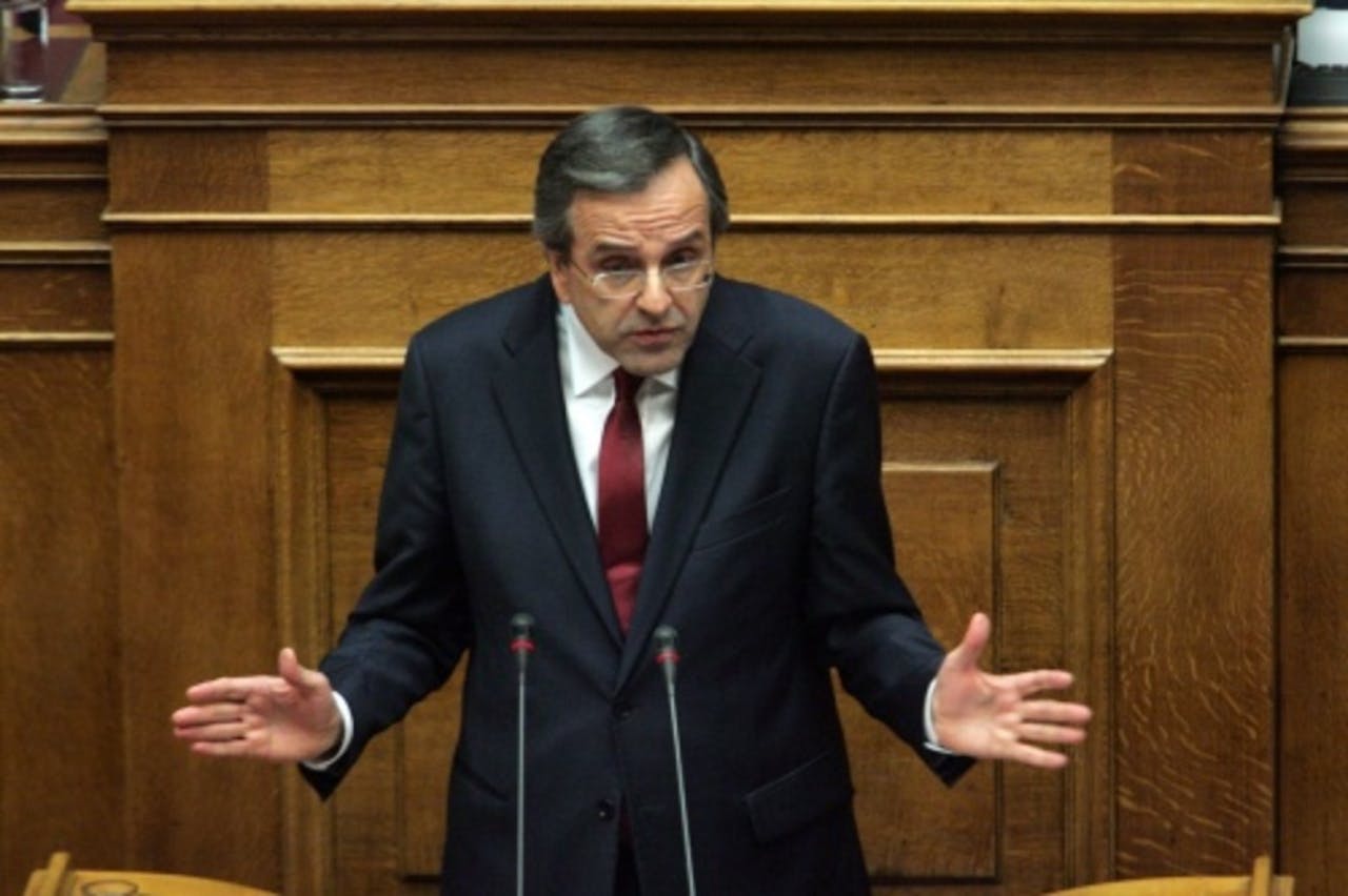 De Griekse premier Samaras. EPA
