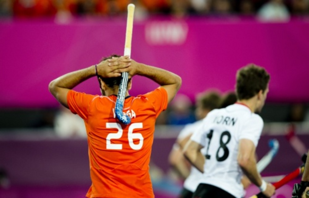 Valentin Verga van Oranje baalt na een goal van Duitsland. ANP