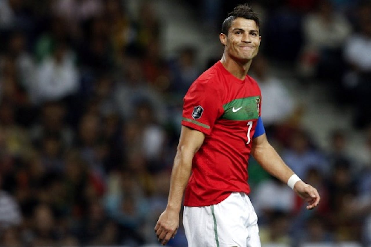 Cristiano Ronaldo in het duel van zijn land Portugal met IJsland in oktober van dit jaar. EPA