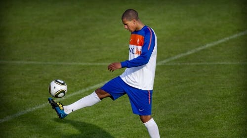 Jeffrey Bruma tijdens een training van het Nederlands elftal. ANP