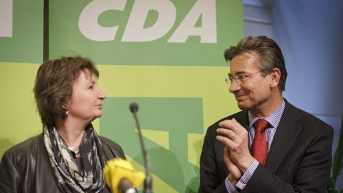 Liesbeth Spies (L) en Maxime Verhagen, maart 2011. ANP