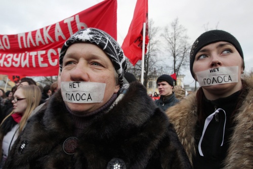 Demonstratie tegen de gang van zaken bij de Russische verkiezingen. EPA
