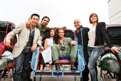 De hoofdrolspelers van de nieuwe musical Miss Saigon bij de presentatie in Amsterdam. ANP