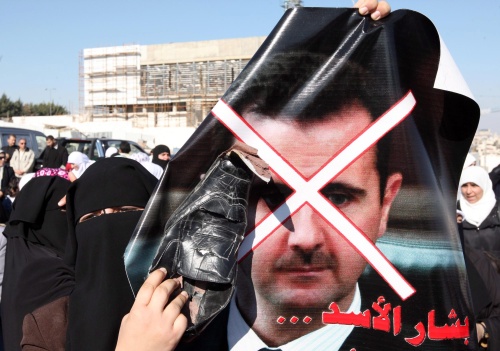 Demonstratie tegen Bashar al-Assad in Jordanië, eerder deze week. EPA