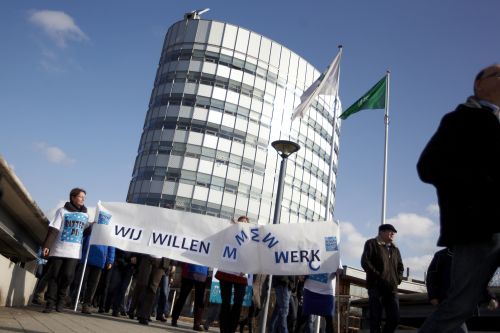 Protestwandeling van medewerkers van MSD-Organon op 16 februari dit jaar. ANP