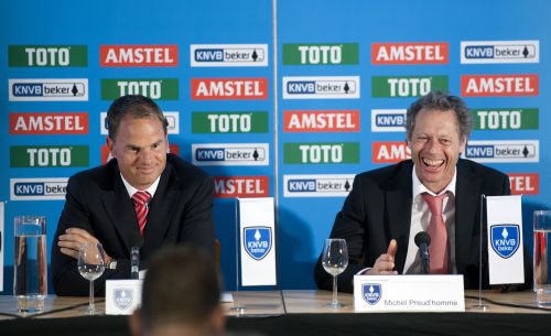 Coaches Frank de Boer van Ajax en Michel Preud'homme van FC Twente. ANP
