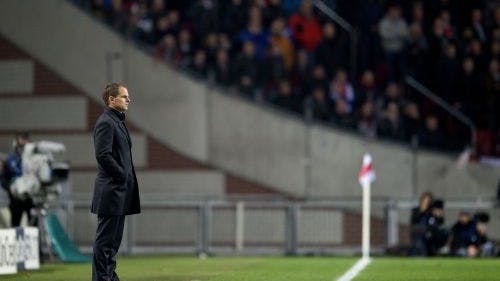 Frank de Boer realiseert zich dat Ajax uit de Champions League ligt. ANP
