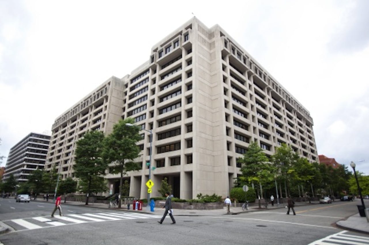 Het hoofdkwartier van het IMF in Washington. EPA