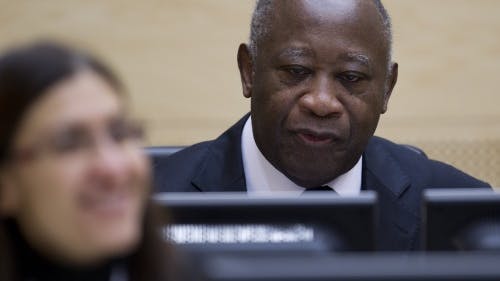 Laurent Gbagbo voor het Internationaal Strafhof in Den Haag. ANP
