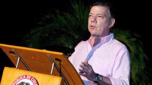 President Juan Manuel Santos bevestigt de dood van Alonso Cano. EPA